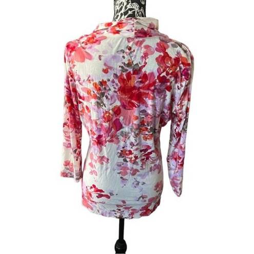 St. John  floral long sleeve blouse shirt soft comfy medium