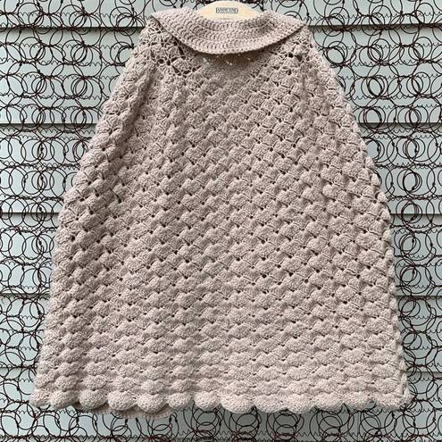 Vintage Erichsen crochet poncho cape oatmeal cream Size L