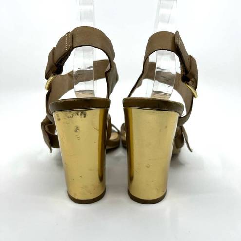 Kate Spade  Brown Leather Gold Heels Sandal 10 US