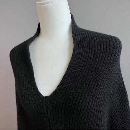 Pamella Roland 100% Cashmere Sweater Poncho Made in Italy Luxury Designer OS Black Size M