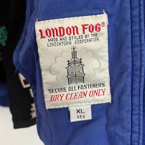 London Fog Vintage Womens Parka Coat XL Blue 90s 80s Funky Puffer Jacket  Winter