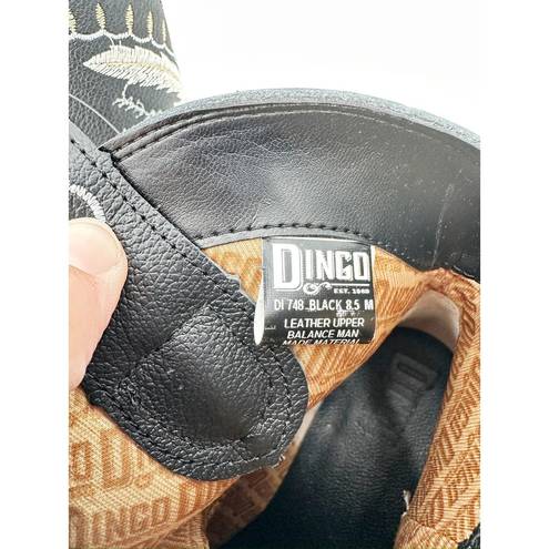 Dingo  Primrose Embroidered Black Leather Boots Cowboy Size 8.5 NWT