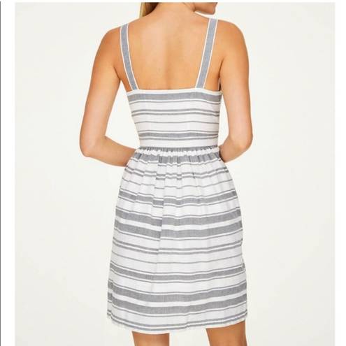 The Loft  White Grey Striped Sleeveless Fit & Flare Dress Small