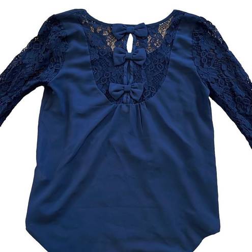 Blu Pepper  boutique bow back blue blouse