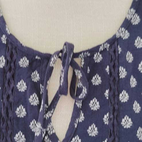 Luna  Moon navy printed blouse size large