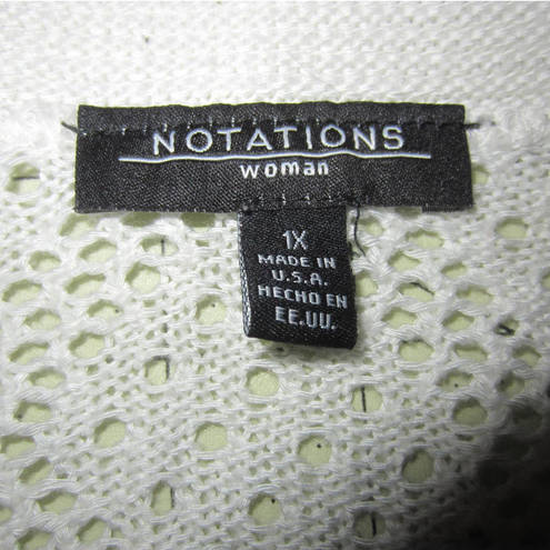 Notations  White Knit Open Short Sleeve Cardigan Size 1x