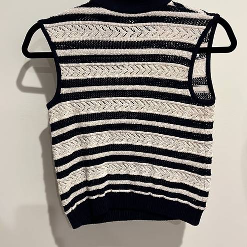 St. John  Collection blue-and-white striped knit sleeveless top size P/US XS