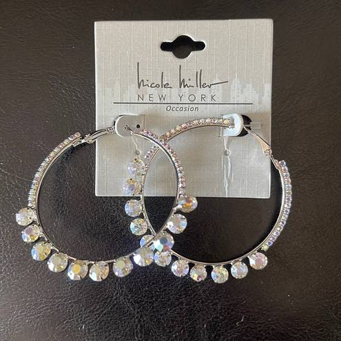 Nicole Miller New  Iridescent Crystal Hoops