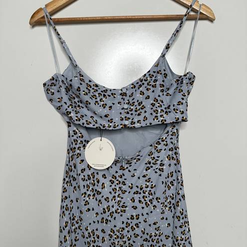 Lost + Wander NWT Blue Leopard Print Wild Thing Bias Midi Dress Size Small