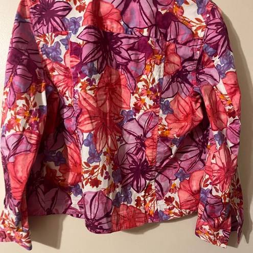 Coldwater Creek  blazer jacket floral top long sleeve pink pm petite medi…