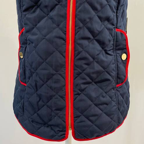 Charter Club New  Colorblocked Quilted Vest Full Zip Navy Blue Red