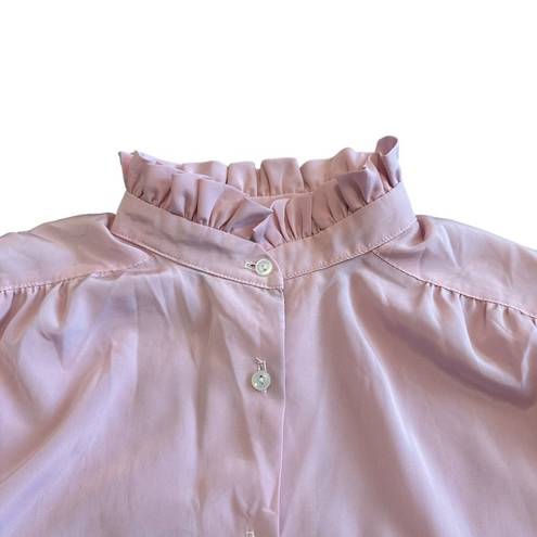 Oscar de la Renta  Knit Vintage Pink Button-Down Blouse Shirt Size 12 Women's