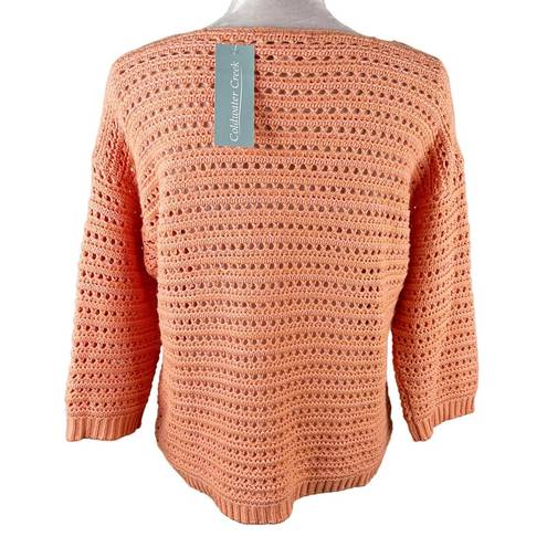 Coldwater Creek  Tradewinds Sweater S Sunset Open Knit 3/4 Sleeves New