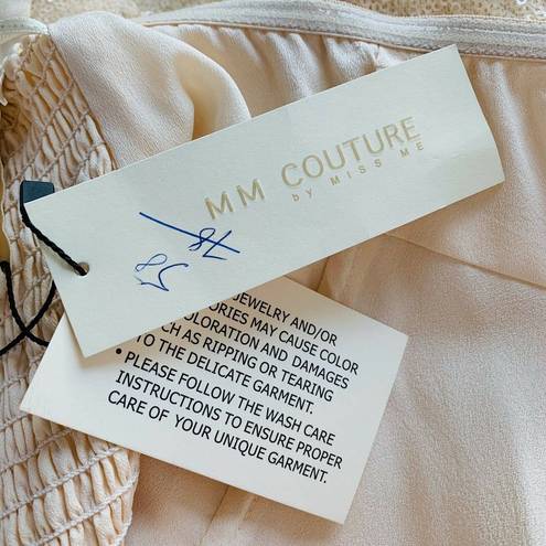 MM Couture  Miss Me Dress Small Mini Cream Strapless Ruched Sequins New