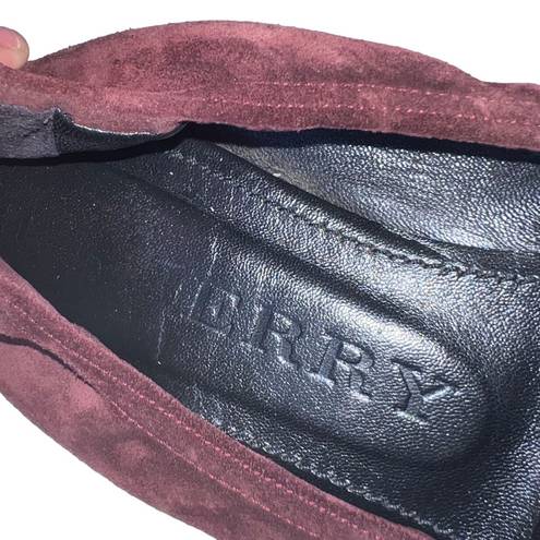 Burberry Maroon Suede Medallion Ballet Flats