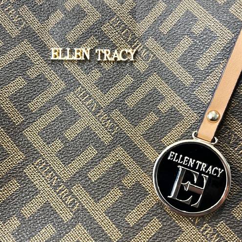 Ellen Tracy  Hobo Shoulder Bag Signature Logo Chocolate Brown