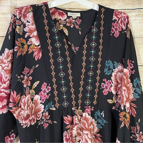 Style & Co floral boho handkerchief hem peasant blouse women’s Size Medium