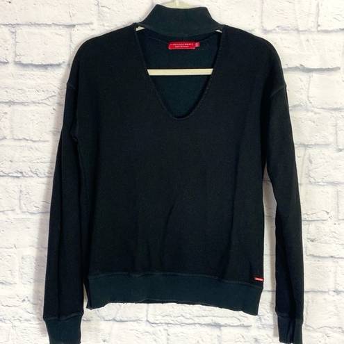 n:philanthropy  black cutout neck distressed sweatshirt