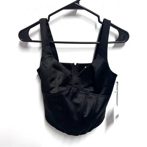 Jason Wu NWT  Womens XS Black Corset Bustier Zip Back Casual Satin Tank Top