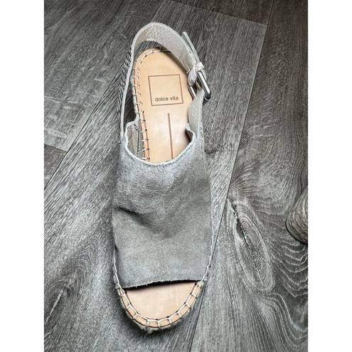 Dolce Vita Shan Platform Wedge Grey Suede Snakeskin Size 7.5