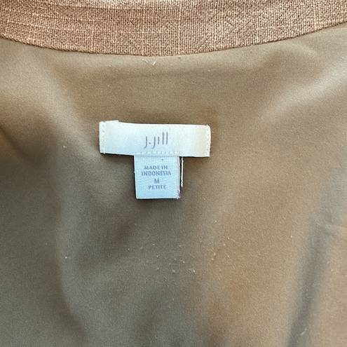 J.Jill  Linen Blend Tan Oversized Blazer Jacket Petite Medium Front Pockets