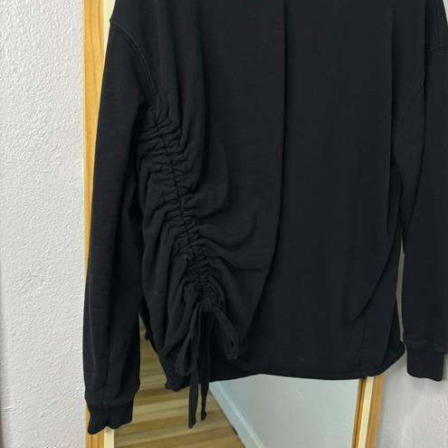 All Saints Able black side ruched crewneck pullover sweatshirt