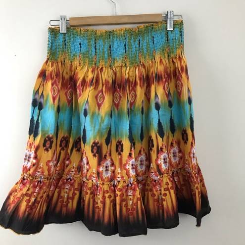 Tracy Evans Vintage Y2K  Light cotton tie dye Ruffle skirt tube top festival XL