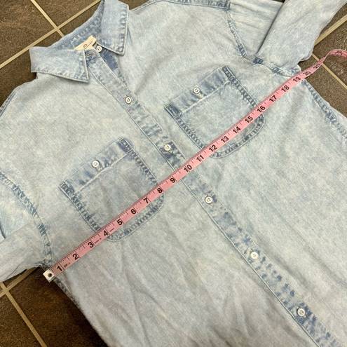 AG Adriano Goldschmied  Chambray Denim Button Up Down Blouse Top Blue Small