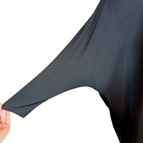 The Row  Sandile Long-Sleeve Viscose Silk Stretch Trapeze Top Black