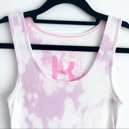 Kirra  Purple White Bleach Tie Dye Ribbed Tank Top M