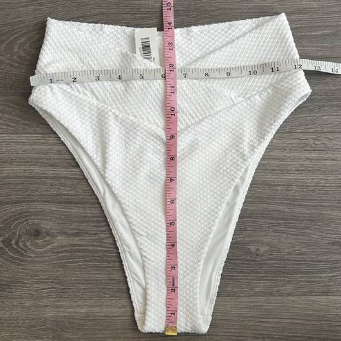 Aerie NWT  Crossover High Cut Cheeky Bikini Bottom Swiss Dot White Size Medium