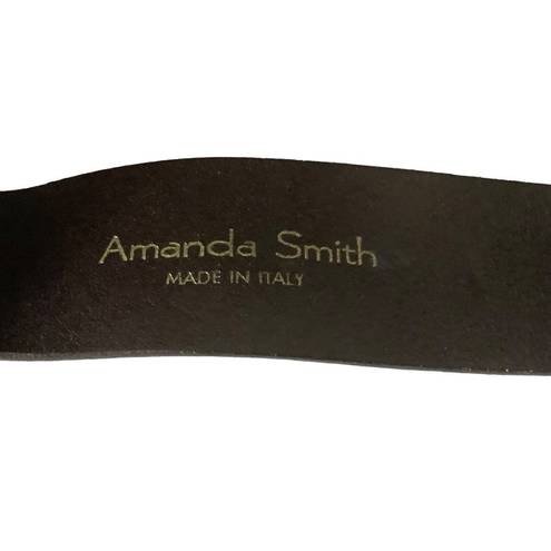 Amanda Smith Vtg  genuine leather chocolate brown cowgirl belt metal buckle Sz L