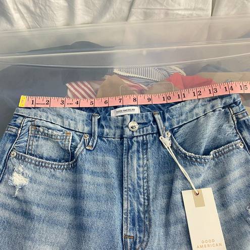 Good American NWT  Good Vintage Jeans Distressed Frayed Hem Sharkbite Straight 27