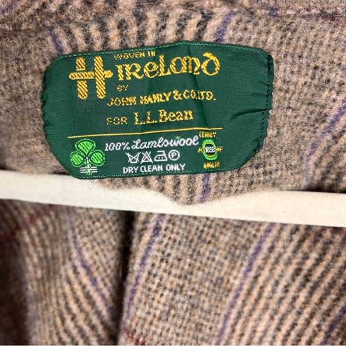 L.L.Bean Vintage  Plaid Lambswool Poncho Made in Ireland Neutral Multicolor
