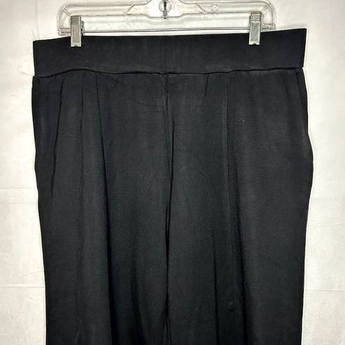 Suzanne Betro  Women's Pull On High Rise Wide Leg Pants Black Sz 2X (35x26) Slits