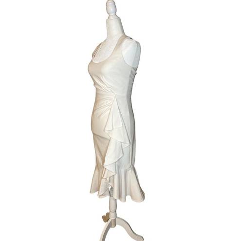 Cinq à Sept  Ruffle Angela Dress in White 0 Womens Bridal Cocktail