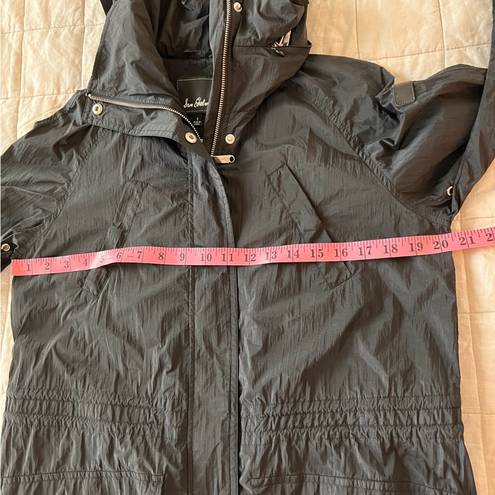 Sam Edelman  Black Hooded Longline Water Resistant Windbreaker - Small