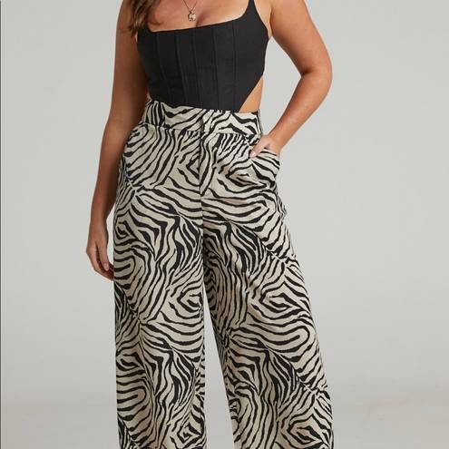 Showpo NWT  Meshia Wide Leg Trouser in Beige Zebra