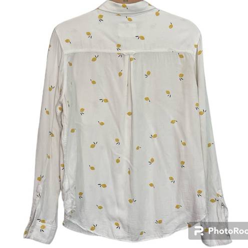 Rails  Rocsi Citron White Lemon Print Rayon Blouse Size Medium