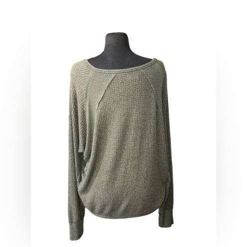 We The Free Free People Santa Clara Thermal Shirt Top Long Sleeve Green size L