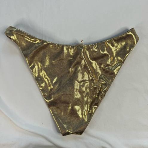 Good American NWT  Size 4 / XL Mink Gold Reversible Metallic Better Bikini Bottom