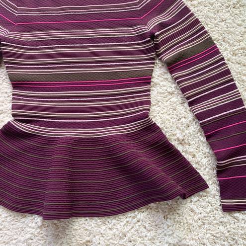 Ted Baker London Purple Stripe Peplum Blouse Sweater