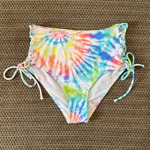 California Waves Juniors M Tie Dye Bikini Bottoms Lace Up High Waist Macys