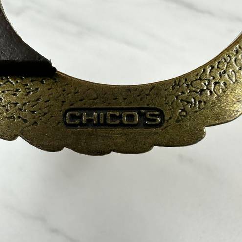 Chico's  Brown Leather Hook Buckle Belt Size Small S Medium M Womens