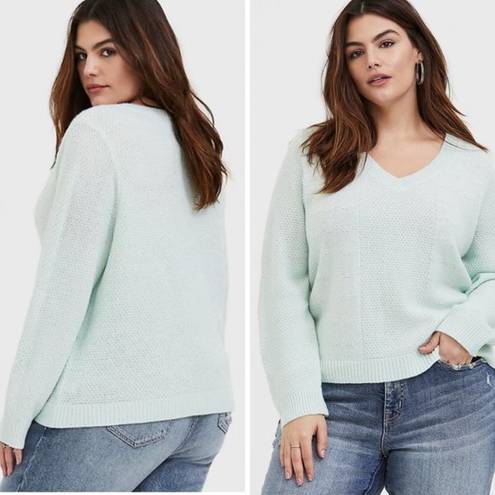 Torrid V-neck midi pullover mint green sweater size 3X