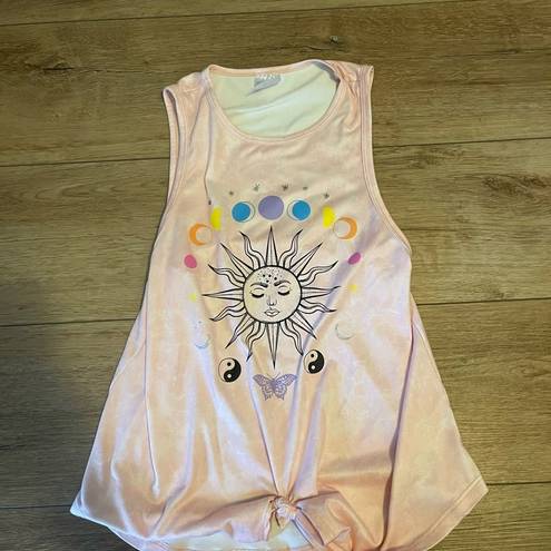 The Moon Juniors boho tank top pink size xs sun stars butter soft yin Yang hippie