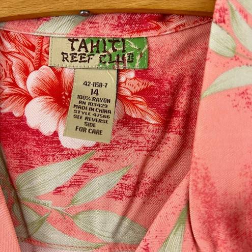 REEF Tahiti  Club Tropical Print Blouse Camp Shirt Women's Size 14