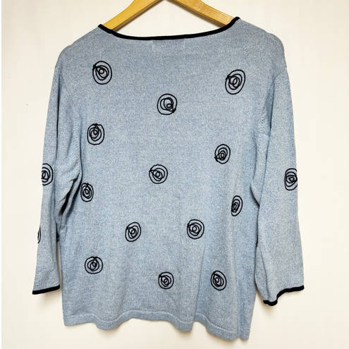 Cathy Daniels  Womens Swirl Sweater Shirt Blue Embroidered XL