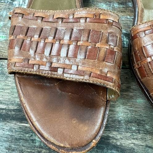 Krass&co G.H. Bass & . Tailored Vintage Leather Woven Sandals Size 7.5