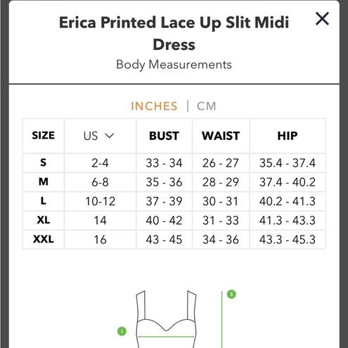 Sunfere Erica Printed Lace Up Slit Midi Dress Multiple Size M